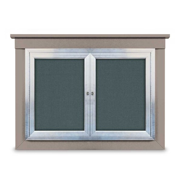 36"x36" 1-Door Enclosed Letterboard, Header, Green Felt/Walnut